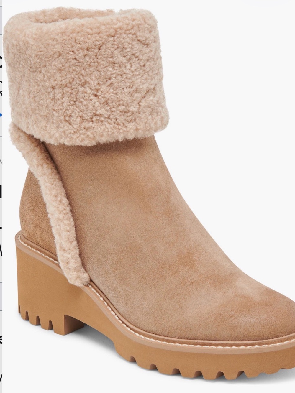 Dolce Vita Hug H20 Mushroom Suede Leather Faux Fur Ankle Booties sz 8